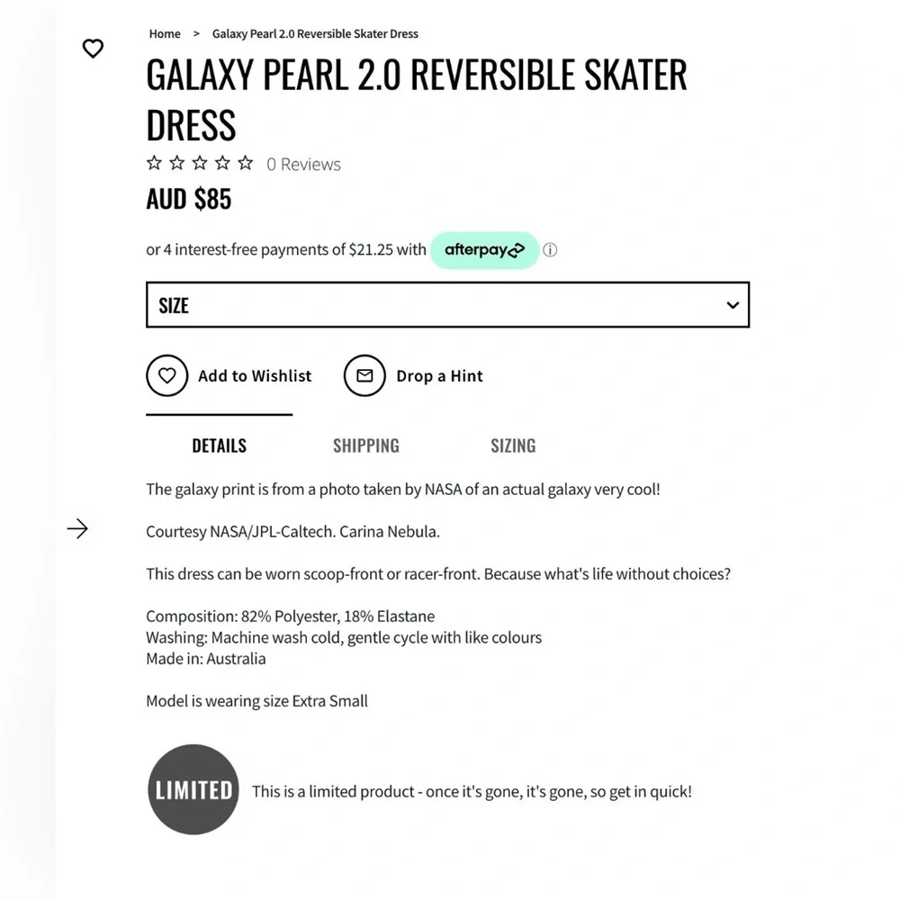 BlackMilk Galaxy Pearl 2.0 Reversible Skater - Picture 4 of 10